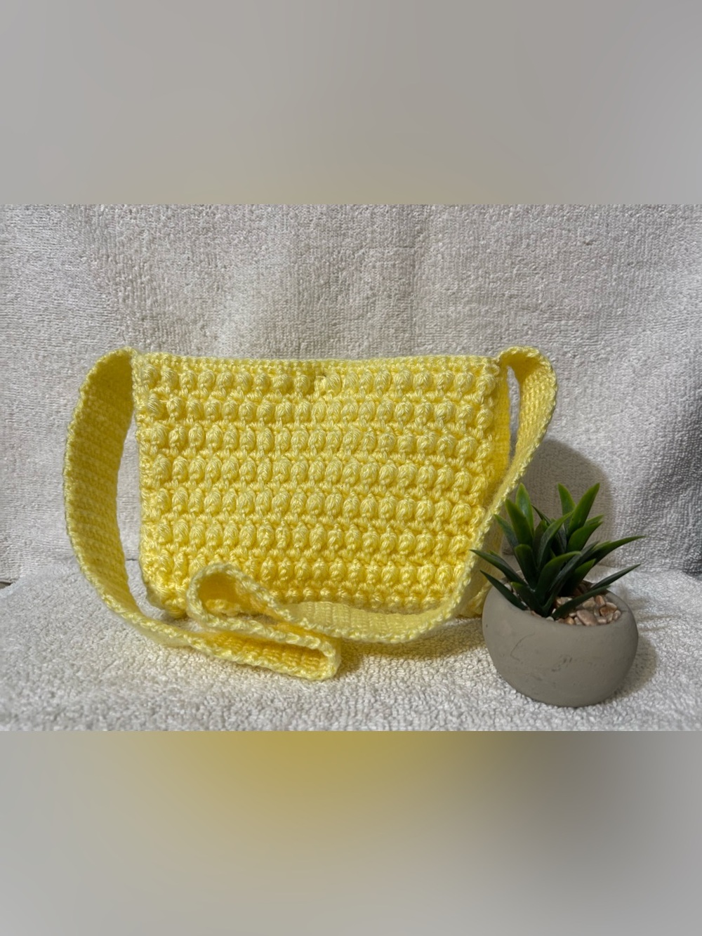 Handmade Yellow Crochet Shoulder Bag - Soft Crochet Crossbody